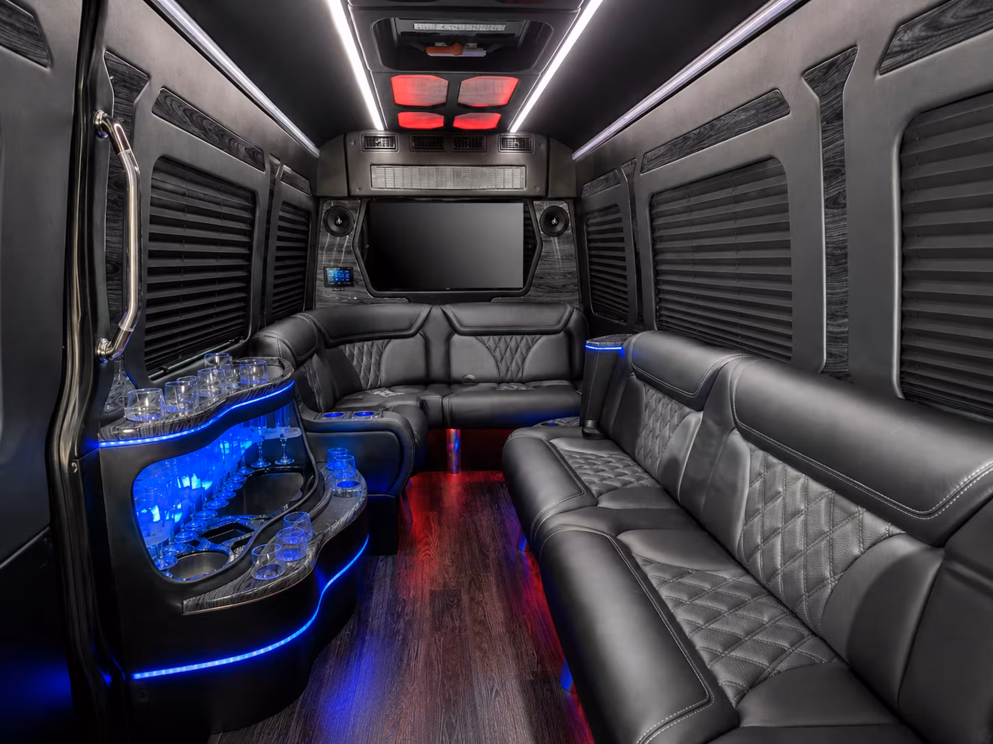 chino 28 passenger party bus interior