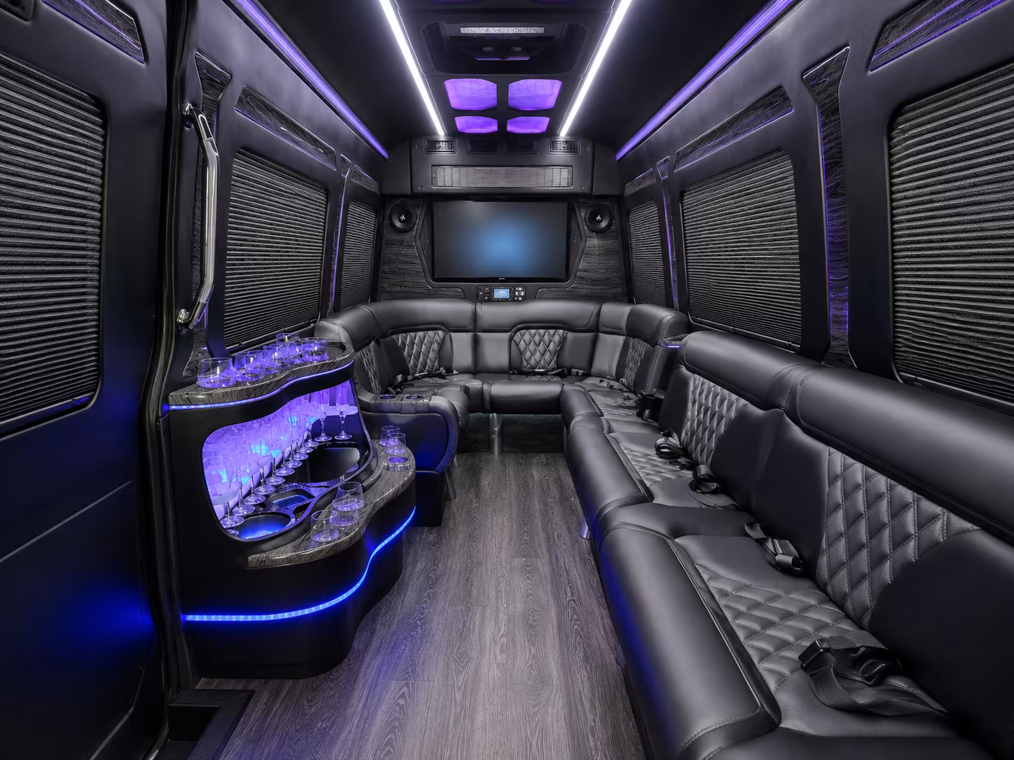 chino 40 passenger party bus interior